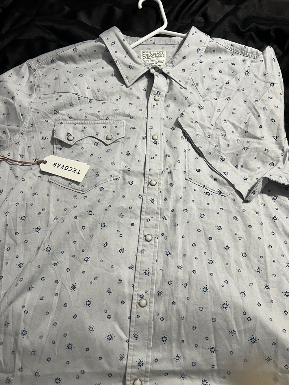 Tecovas Light Blue Short-Sleeve Western Button-Down Shirt pearl snap shortsleeve